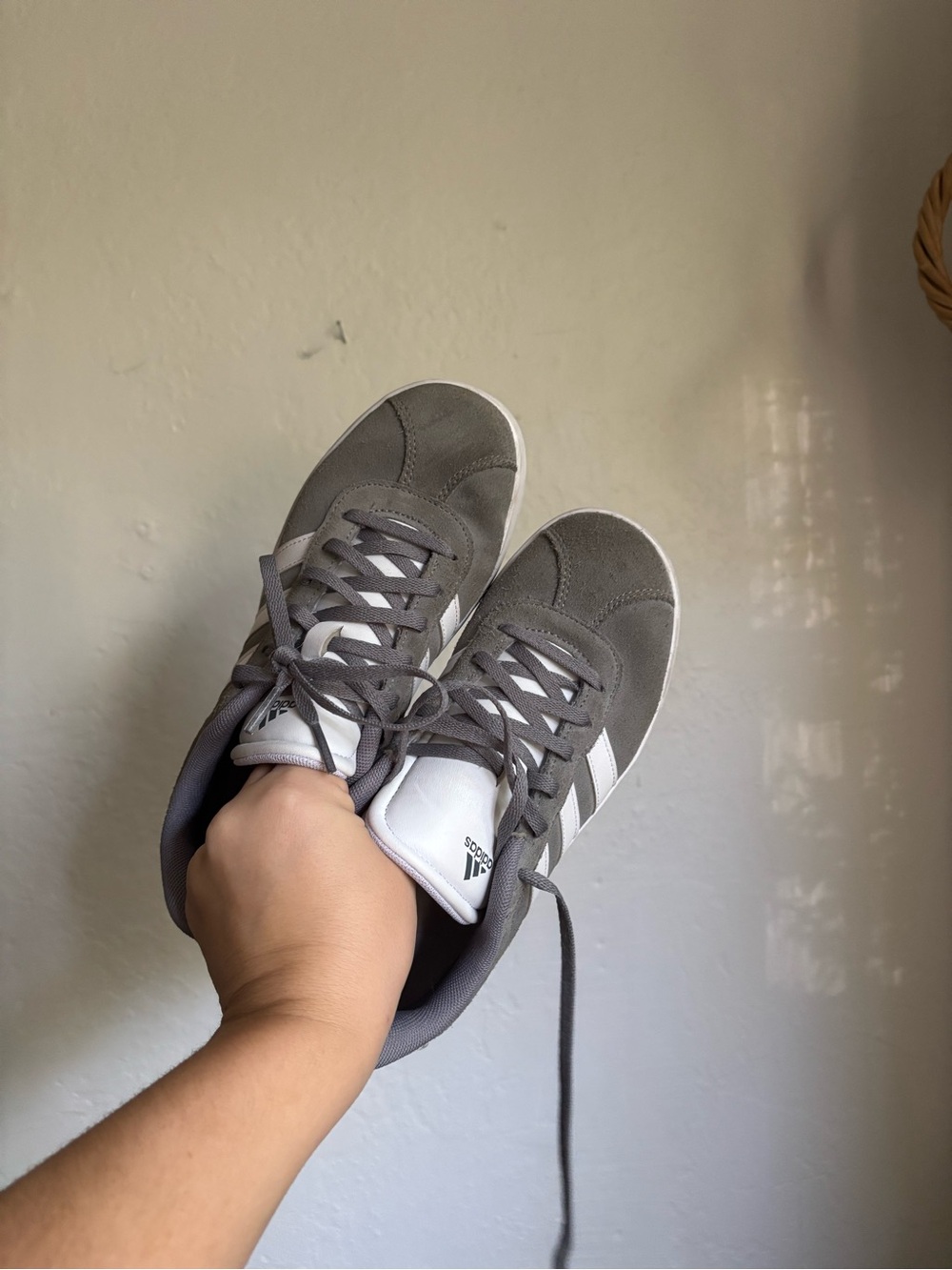 adidas Gray Suede boy’s Sneakers with White Stripes